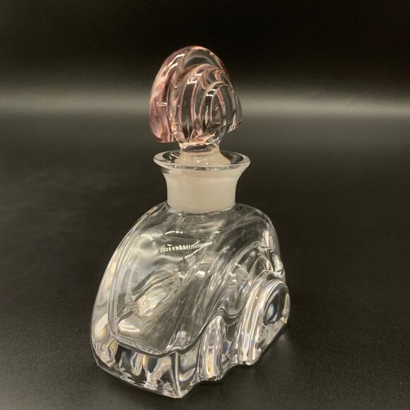 Collezione Glass Line Italy Art Deco Style Genuine Lead Crystal Bottle Pink Lid - Picture 2 of 11